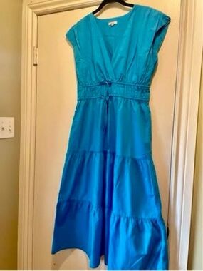 Rails Turquoise Blue Tiered V-Neck Maxi Dress